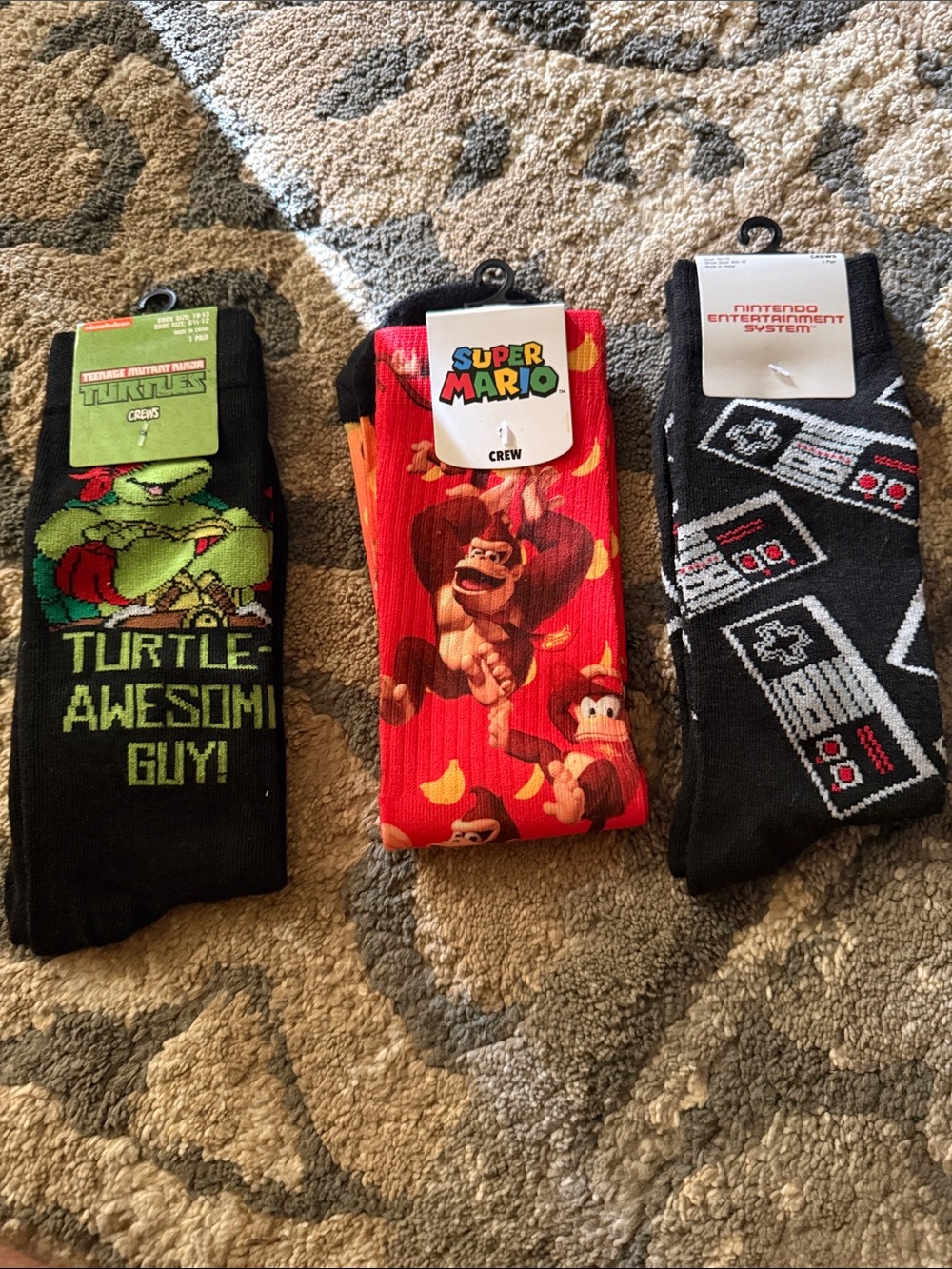 Nintendo Donkey Kong Red Crew Socks with Banana Motif